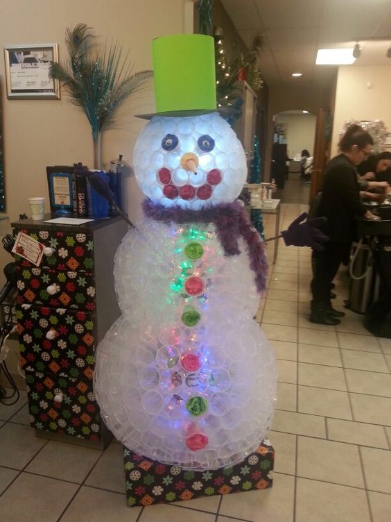 Snowman Made from Plasti Cups
