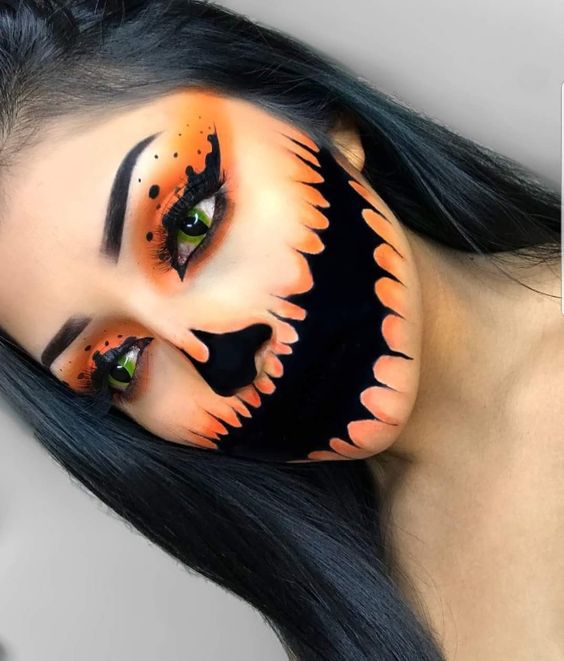 Black & Orange Halloween Makeup