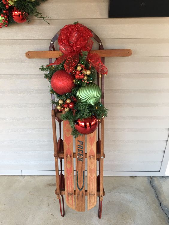 Antique sled decorated for Christmas