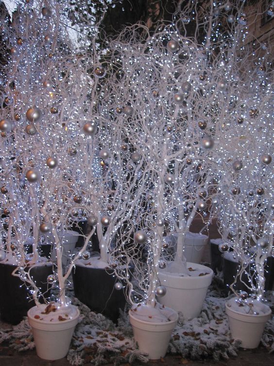 Trees with Silver Ornaments