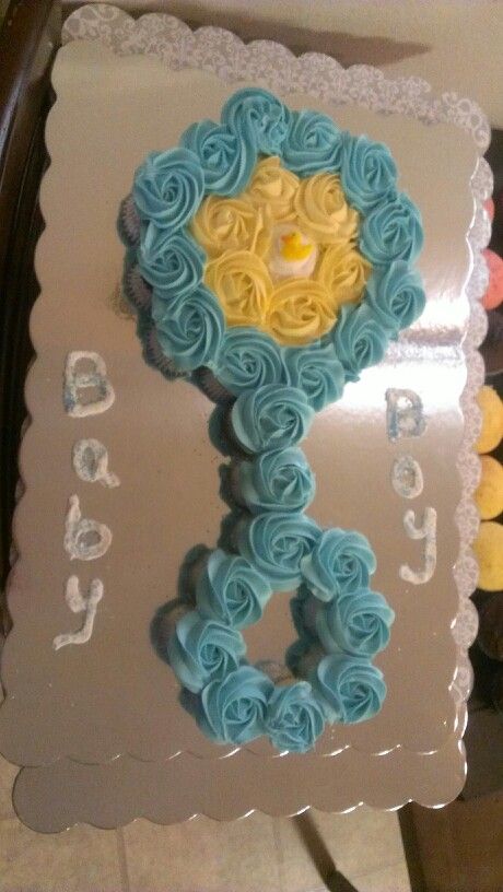 Baby rattle mini cupcake cake