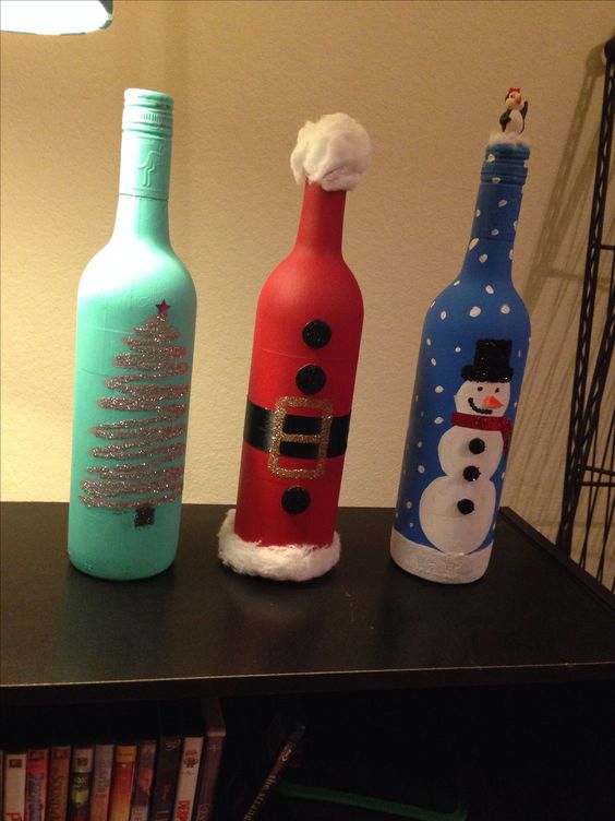 Christmas Wine Bottle Decor