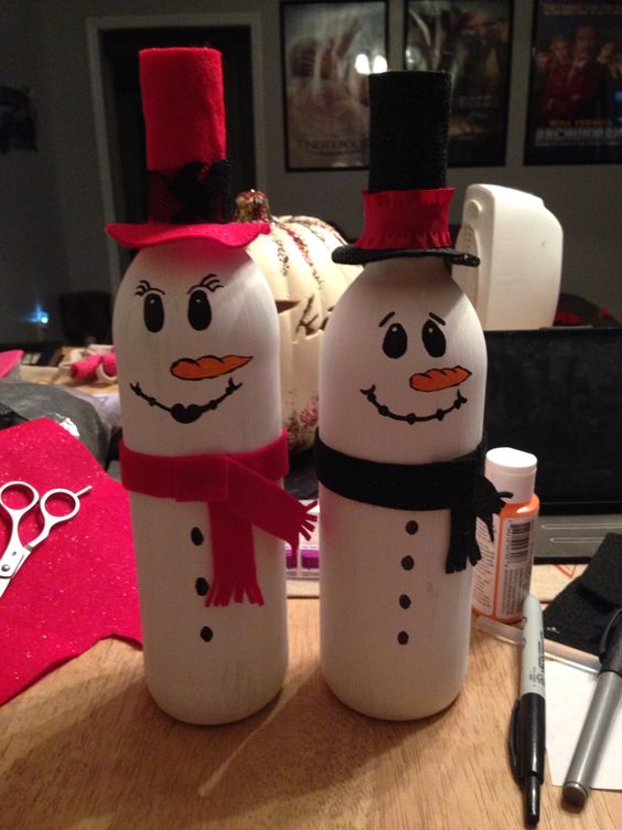 Snowmen Wine Bottles