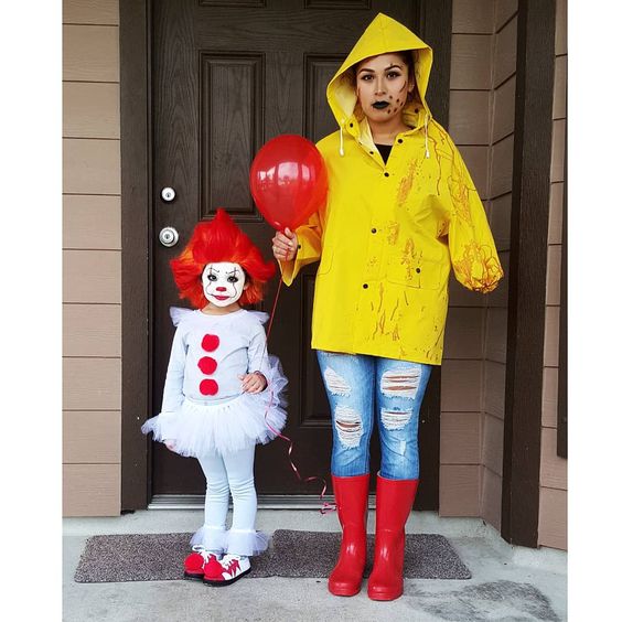 Pennywise and Georgie costume #halloween #halloweencostumes