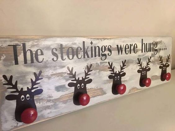 stocking holder sign rudolph stocking sign, the stockings were hung sign stocking sign reindeer stocking sign 