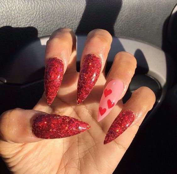 valentines day acrylic nails #valentinesnails #nailart #nails