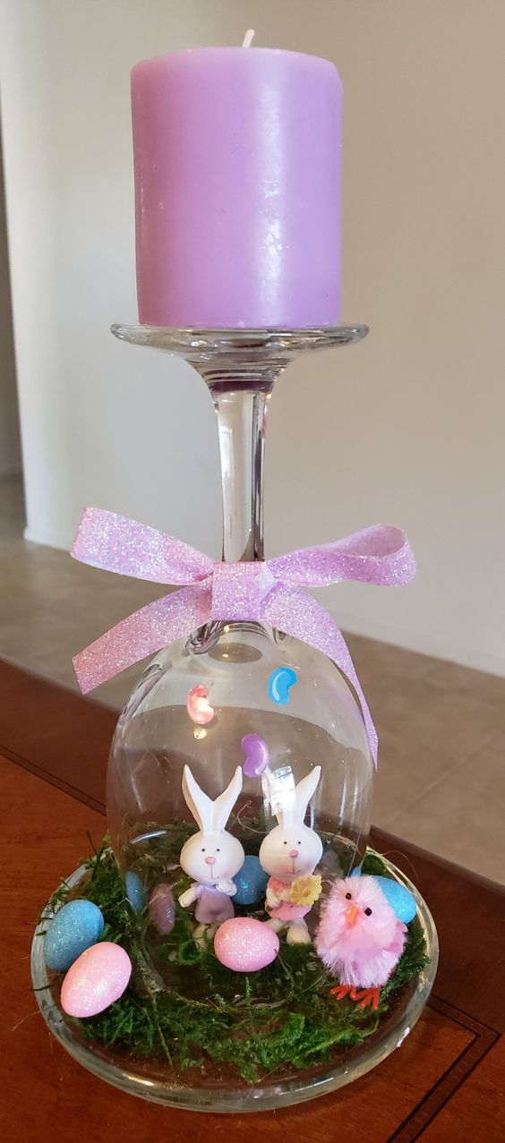 How to Make an Easter Wine Glass Candle Holder