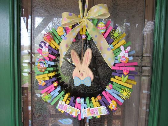 Dollar Store Clothespin Easter wreath