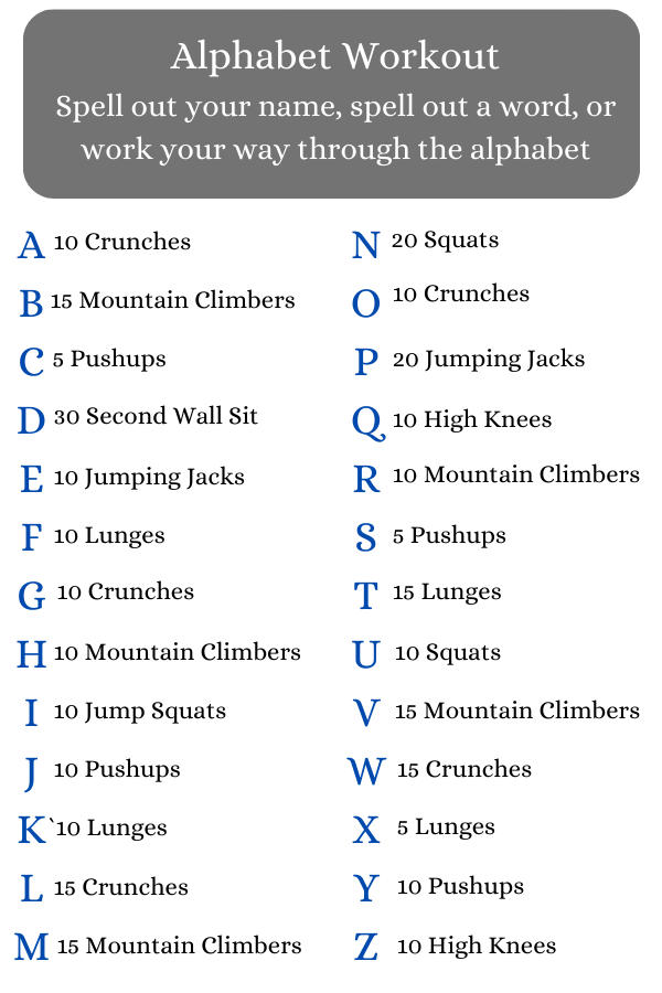 use letters to determine what exercise to do